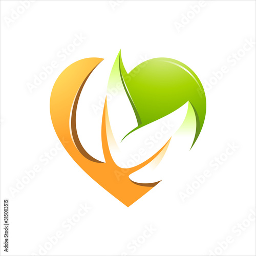 leaf hearth care colorful vector logo template