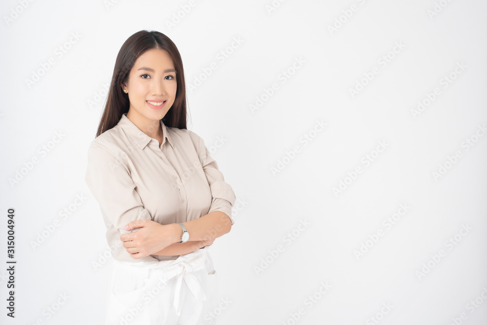 Attractive Asian woman portrait on white background Attractive Asian woman portrait on white background