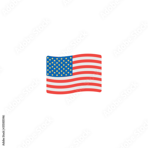 USA flag flat vector Icon. Isolated American Waving Flag emoji illustration