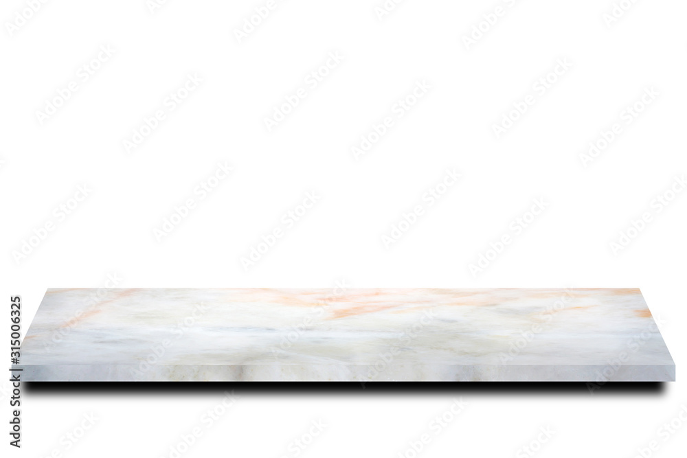 Empty marble table floor on white background. For your products. - Image.