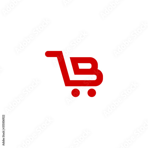 trolley letter B logo design vector