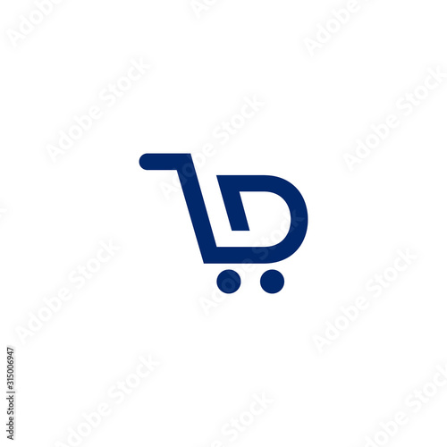 trolley letter D logo design vector