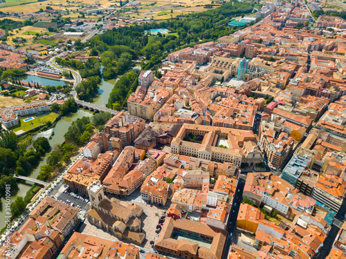 Schilderij op canvas Aerial view of Palencia, Spain