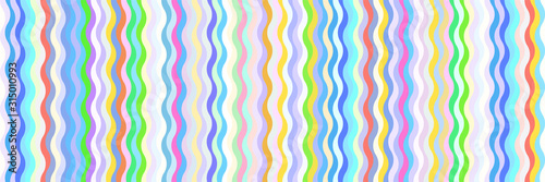 Widescreen abstract geometric background. Multicolor wavy stripes. Seamless pattern in memphis style.