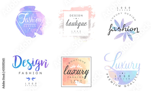 Luxury Fashion Boutique Logo Design Templates Collection, Premium Quality Badges Vector Illustration