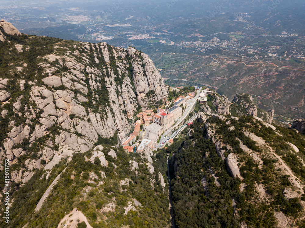 Obraz premium Aerial view of Montserrat Abbey, Spain