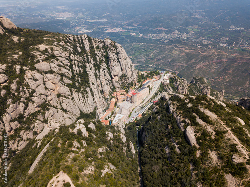 Aerial view of Montserrat Abbey, Spain
