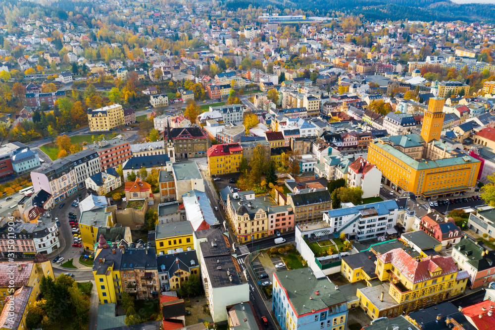Aerial view of Jablonec nad Nisou, Czech Republic