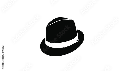 black fedora hat icon logo design illustration