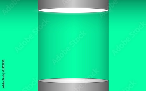 glass showcase in the green room