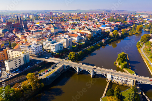Aerial cityscape of Kolin