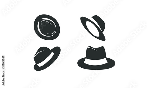 collection black fedora hat icon logo design illustration photo