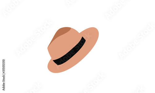 brown fedora hat icon logo design illustration