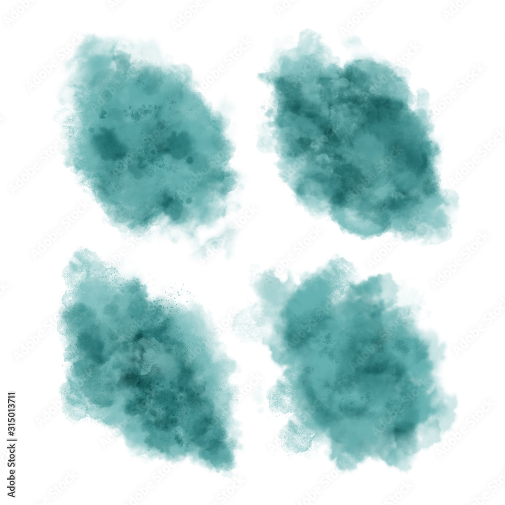 Set of blue watercolor brush stroke isolated on white background. Set of blue watercolor brush stroke isolated on white background.