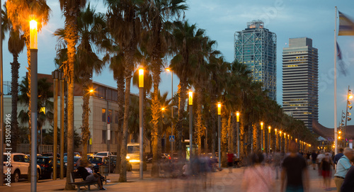 Evening embankment in Barcelona