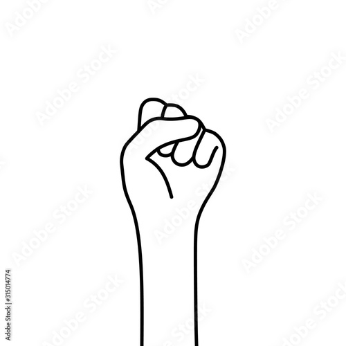 black thin line female fist like feminism