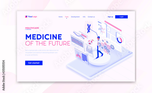 Flat Modern design of website template - Medicine and Healthcare