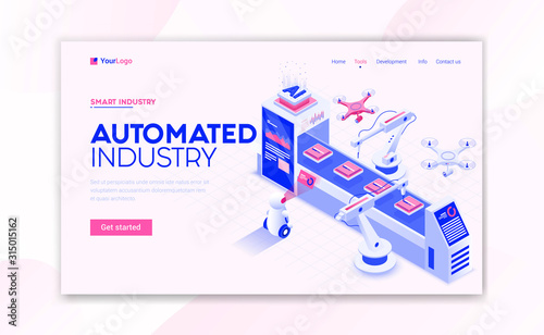 Flat Modern design of website template - Automated Industry