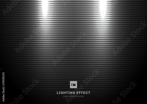 Abstract scene illuminated by spotlight on black background.