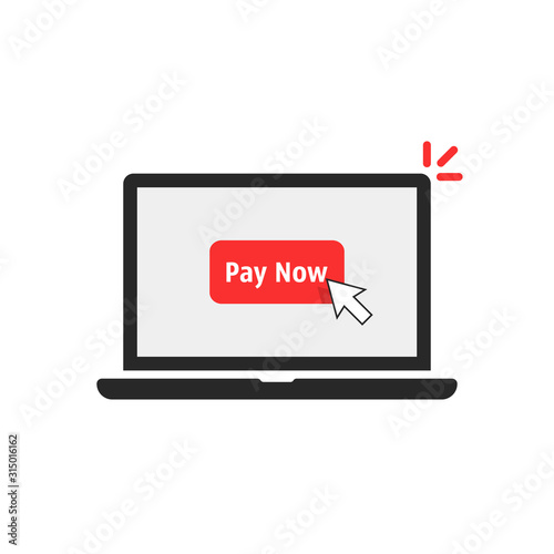 red pay now button on laptop screen