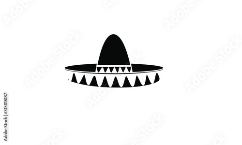 Sombrero black hat logo icon design illustration