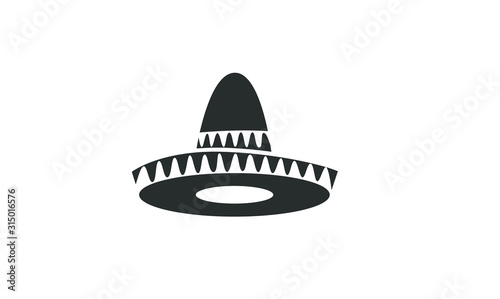 Sombrero black hat logo icon design illustration