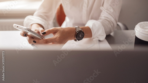 Business Lady Working on Laptop in Her Personal Office  Woman Power Concept