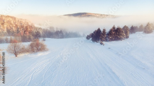 Cold Morning at Winter Season in Countryside at Sunrise © marcin jucha