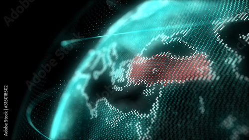 Photography Turkey Map Hologram Effect, Istanbul, Ankara, Digital global map