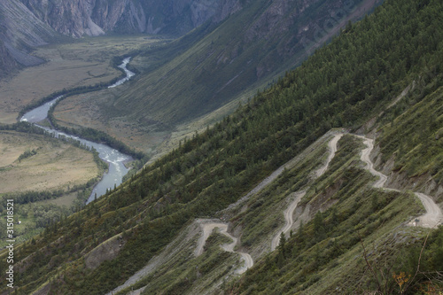 road in mountains - pass katu yaryk in altai photo