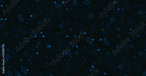 Technological honeycomb illustration. Futuristic blue technology background.