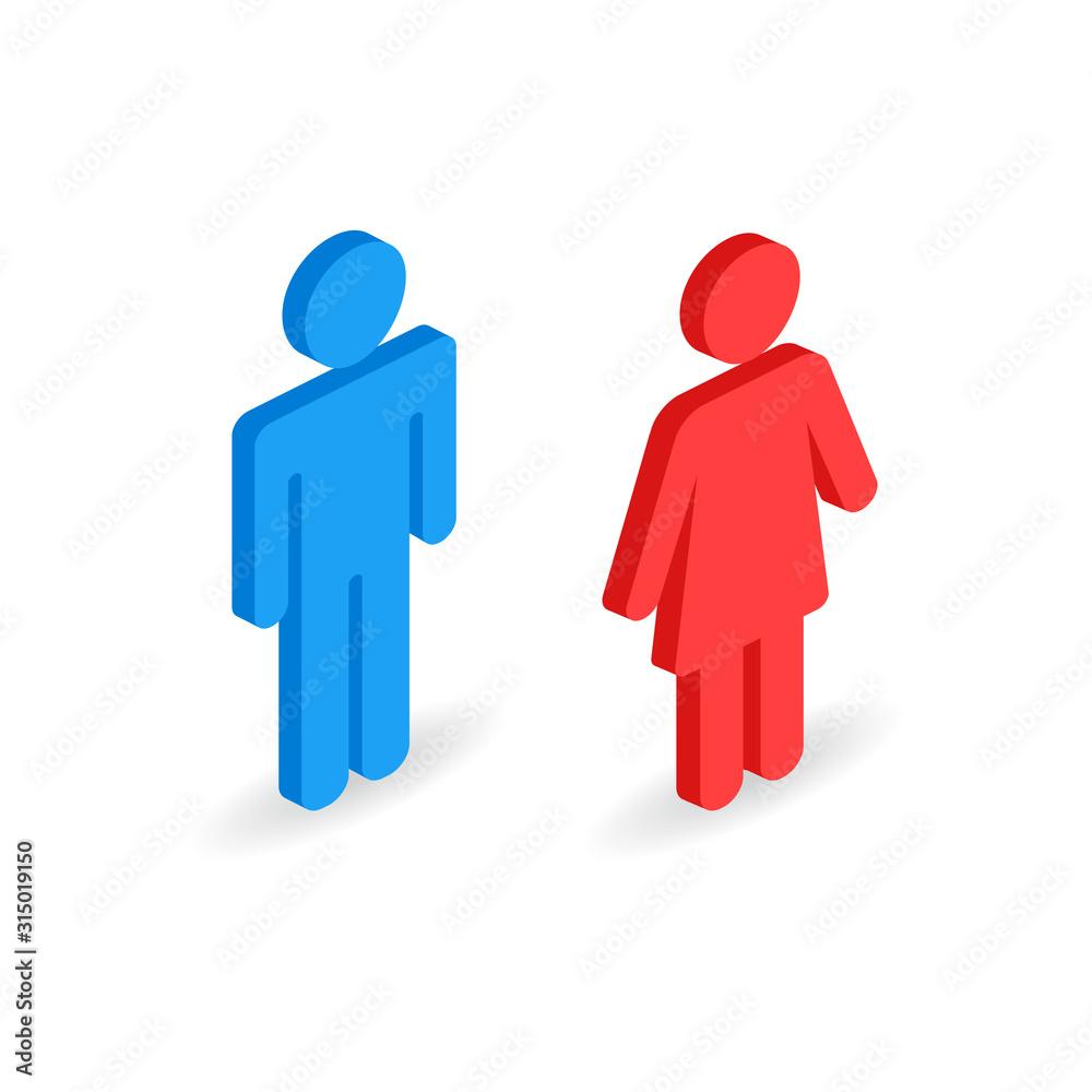 Woman, man isometric elements for infographics Woman, man isometric elements for infographics