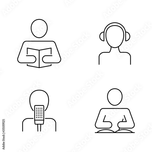 Listening, reading, writing, speaking icons