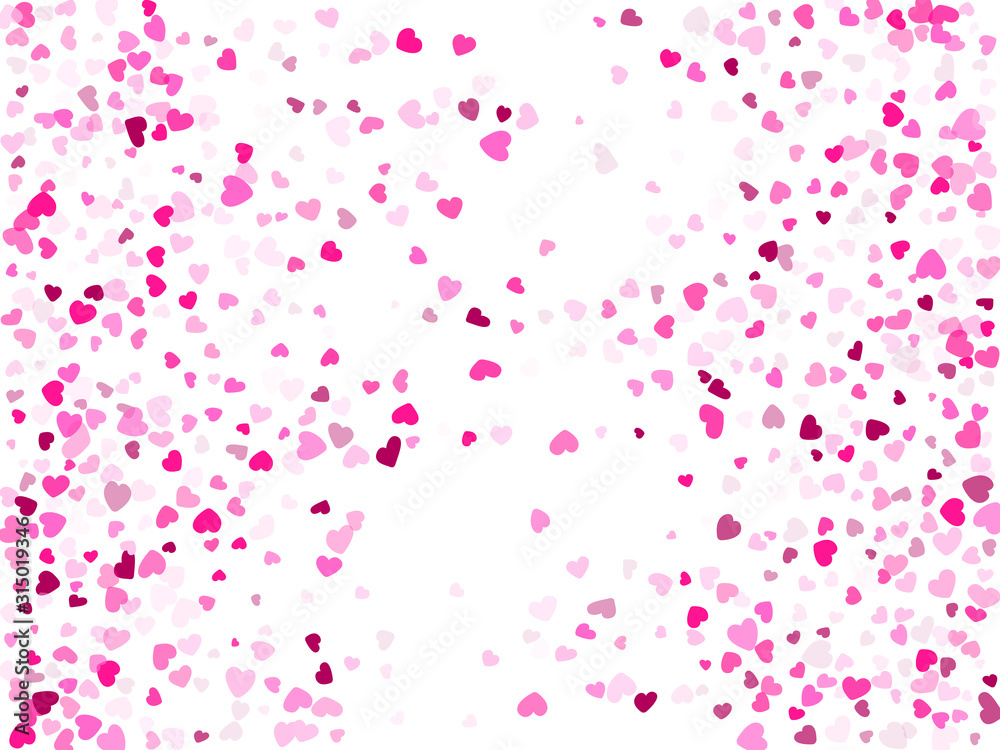 Hearts confetti flying vector background graphic design.