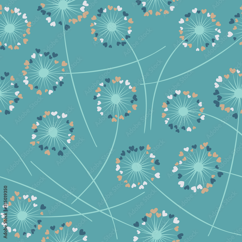 Dandelion blowing vector floral seamless pattern. Dandelion blowing vector floral seamless pattern.