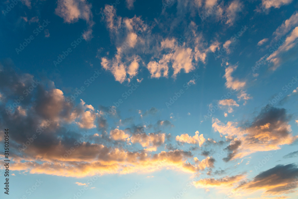 day blue sky with white cloud closeup as background