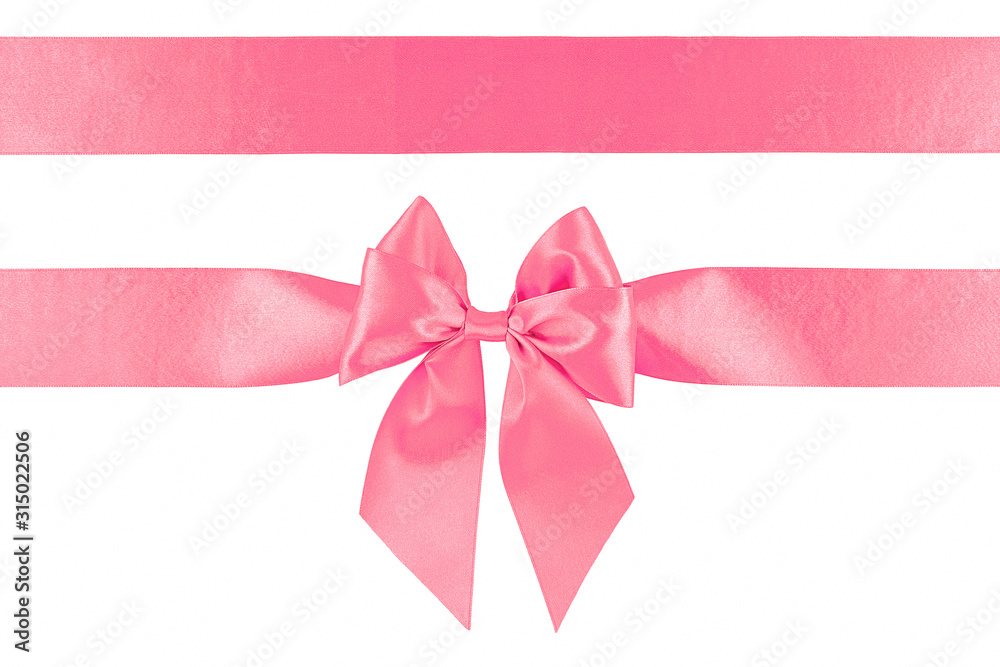 Pink ribbon bow isolated on white background Pink ribbon bow isolated on white background