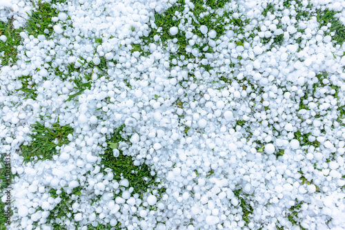 Rain Hail Ice Stones Thunderstorm Outdoors Closeup Lawn photo