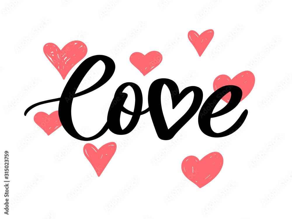 Valentine poster, card, banner letter slogan Vector elements for Valentine's day design elements. Typography Love heart