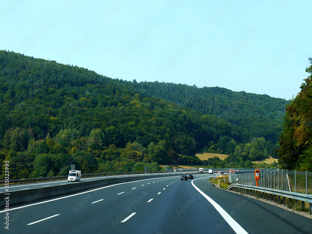 Track with cars. Germany. Autobahn. Motorway.