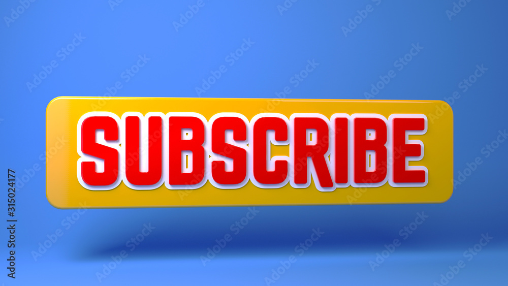 subscribe banner for social media on blue background. 3d rendering subscribe banner for social media on blue background. 3d rendering