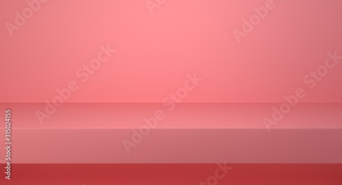 Empty vivid pink color studio table room background, product display with copy space for display of content design. Banner for advertise product on website