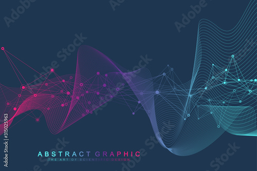 Scientific vector illustration genetic engineering and gene manipulation concept. DNA helix, DNA strand, molecule or atom, neurons. Abstract structure for Science or medical background. CRISPR CAS9.