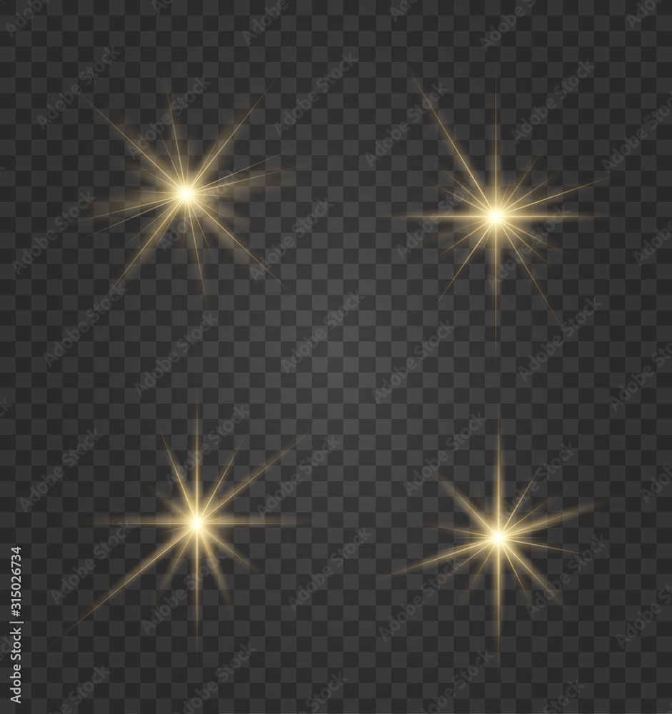 Set of golden glowing lights Set of golden glowing lights