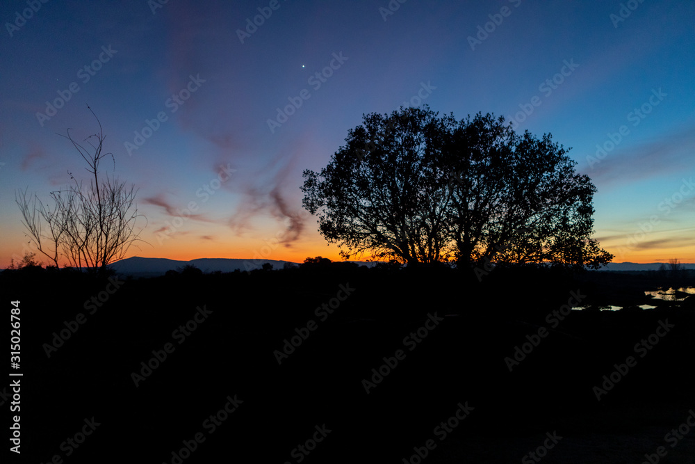 Sunset in the natural area of the Extremadura region Sunset in the natural area of the Extremadura region