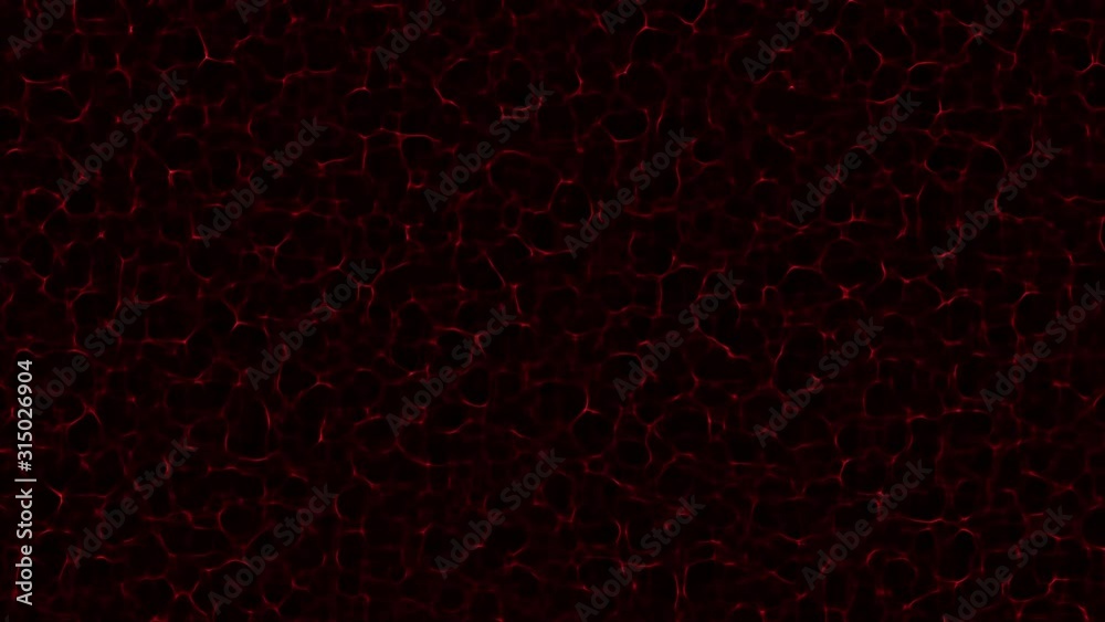 Animation of red waves on a black background. Fractal moving waves
