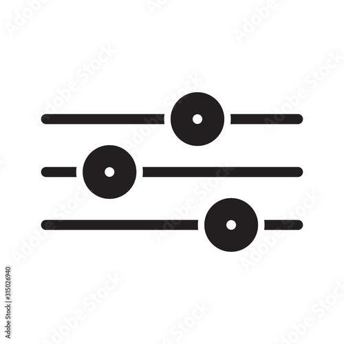 Cutout silhouette Adjustment icon. Outline setting logo. Black simple illustration. Flat isolated vector image on white background. Symbol for level control in program interface, parameters, options