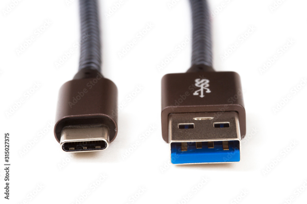 USB-C cable white background USB-C cable white background