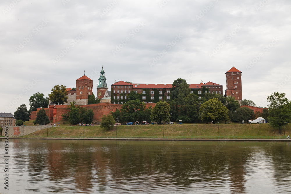 Wawel Castle one the bank of Vistula river, Cracow, Poland.