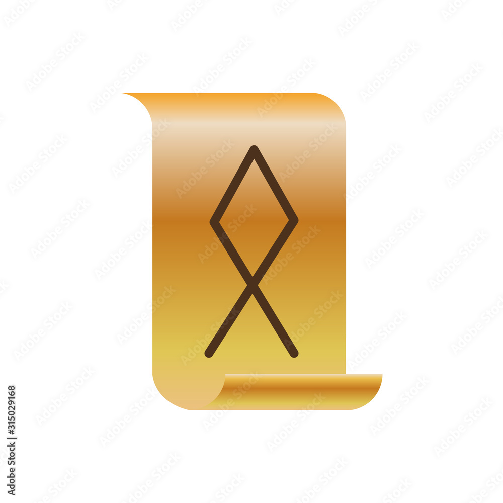 Scandinavian rune on a sheet of old paper. Ancient occult symbols ...
